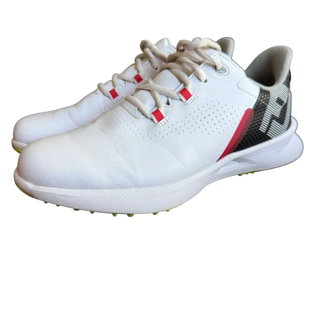 FootJoy Fuel Golf Shoes Mens 5 White Black Red Spikeless 45034 Stratolite